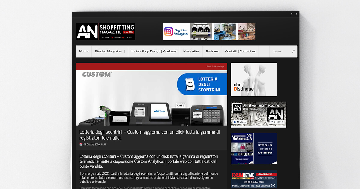 thumb_AN Shopfitting Magazine - Lotteria degli scontrini: Custom aggiorna con un click tutta la gamma di registratori telematici