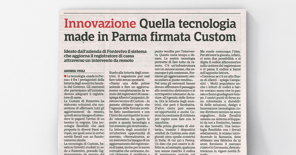 thumb_Gazzetta di Parma - Innovazione. Quella tecnologia made in Parma firmata Custom