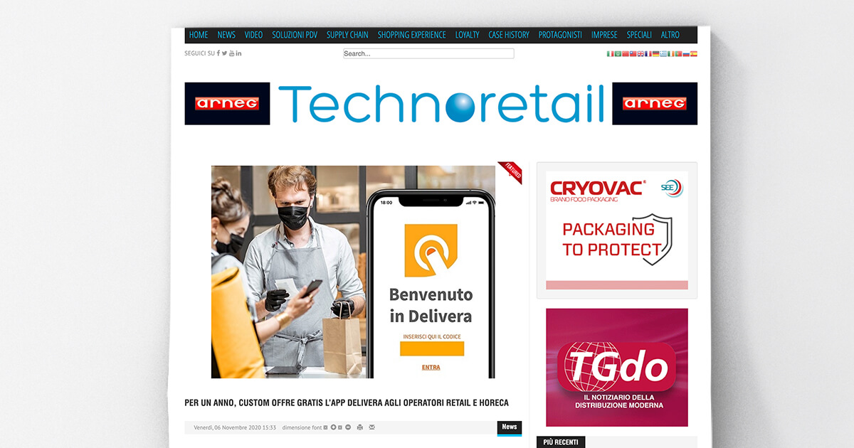 thumb_Technoretail - Per un anno, Custom offre gratis l'App Delivera agli operatori Retail e Horeca