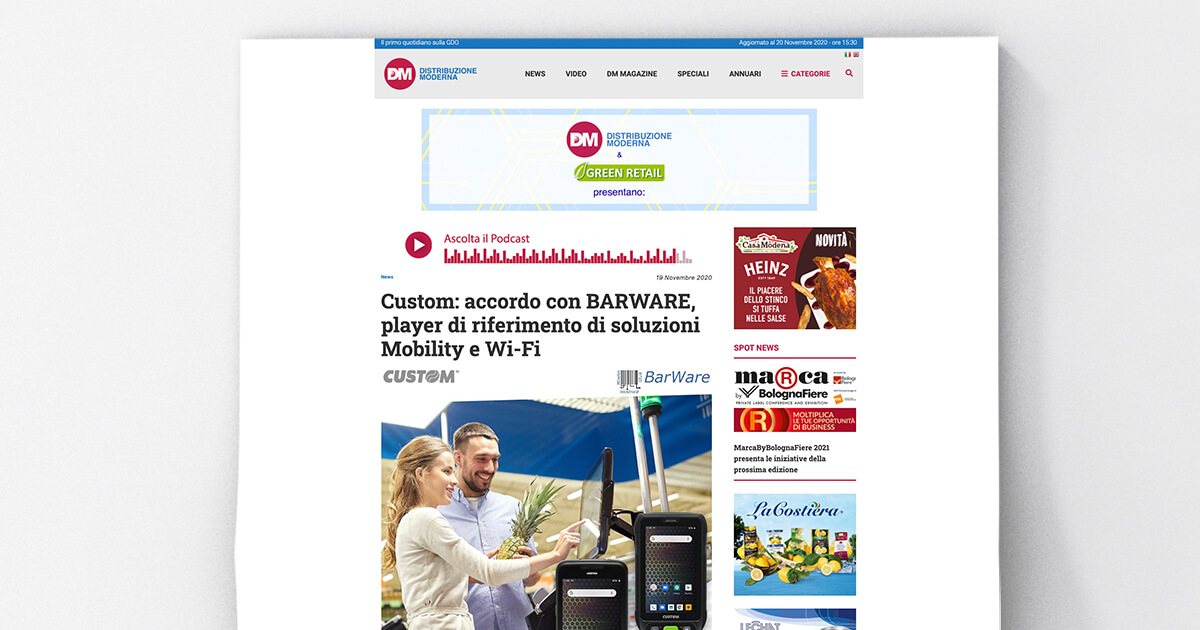 thumb_Distribuzione Moderna - ​Custom: accordo con BARWARE, player di riferimento di soluzioni Mobility e Wi-Fi