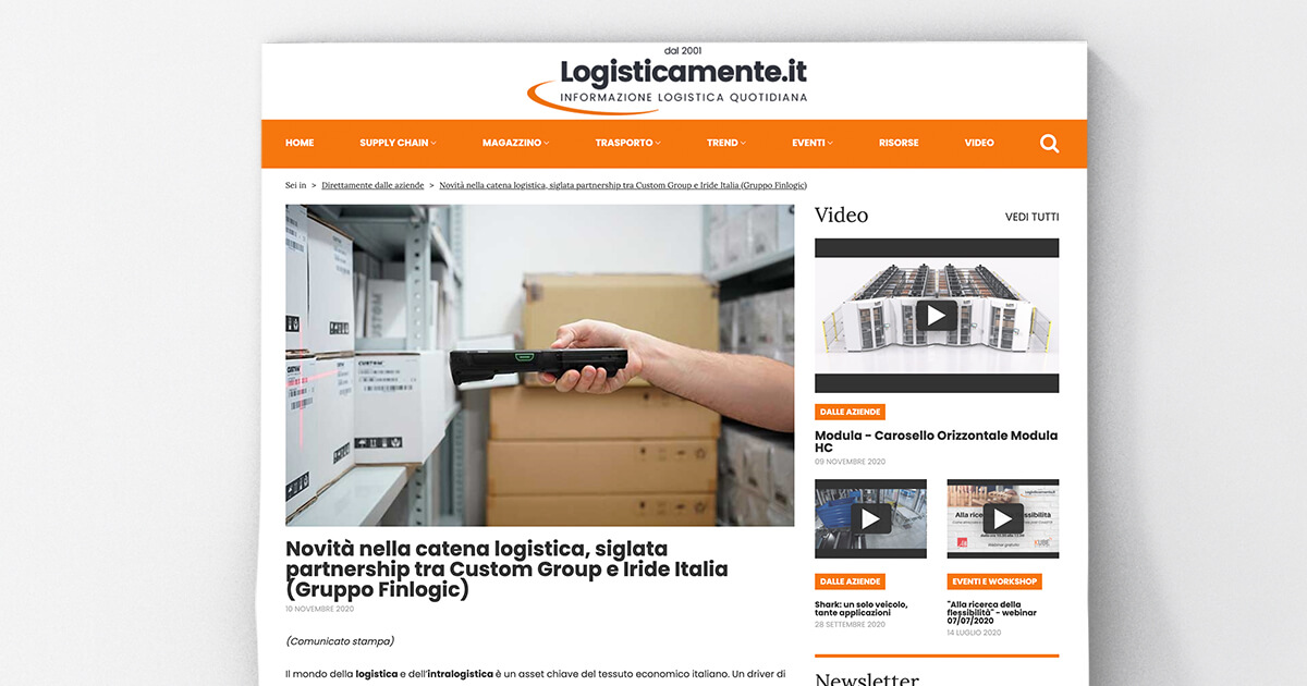 thumb_Logisticamente - Novità nella catena logistica, siglata partnership tra Custom Group e Iride Italia (Gruppo Finlogic)