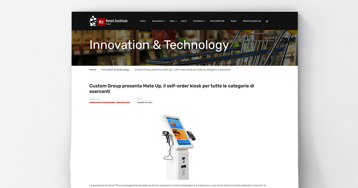 thumb_Retail Institute - Custom Group presenta Mate Up, il self-order kiosk per tutte le categorie di esercenti
