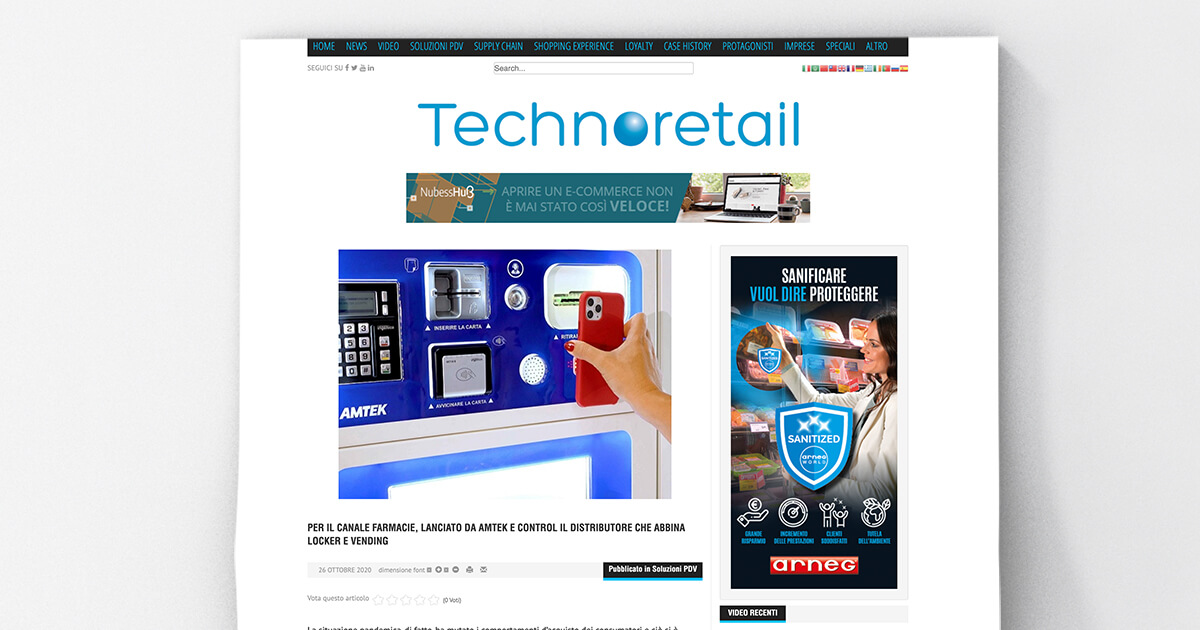 thumb_Technoretail - Per il canale farmacie, lanciato da Amtek (Gruppo Custom) e Control il distributore che abbina locker e vending