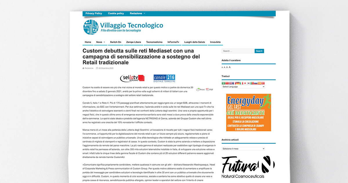 thumb_Villaggio Tecnologico - Custom debutta sulle reti Mediaset con una campagna di sensibilizzazione a sostegno del Retail tradizionale