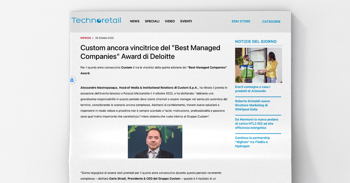 thumb_Technoretail - Custom ancora vincitrice del "Best Managed Companies" Award di Deloitte