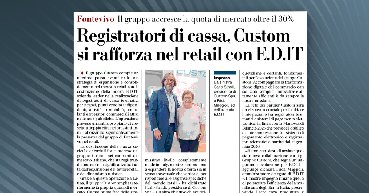 thumb_Gazzetta di Parma - Registratori di cassa, Custom si rafforza nel retail con E.D.IT