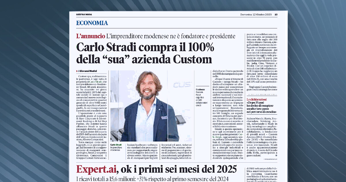 thumb_Gazzetta di Modena - Carlo Stradi compra il 100% della "sua" azienda Custom